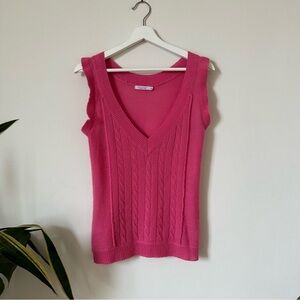 Calypso Pink Cashmere Knit Sweater Vest Size M